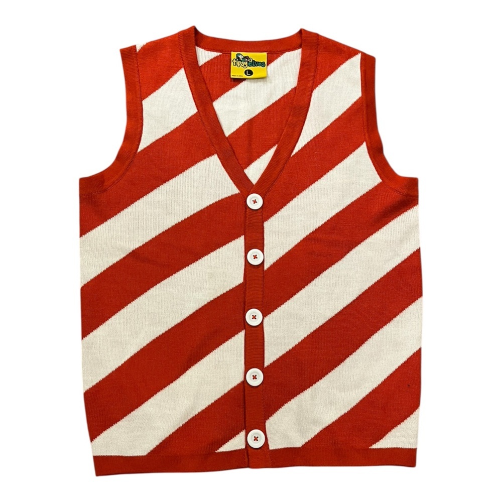 Tipsy Elves Red and White Striped Vest size L